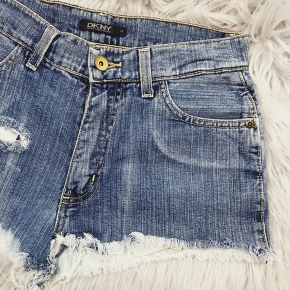 DKNY Cut Off Denim Shorts - Picture 2 of 5